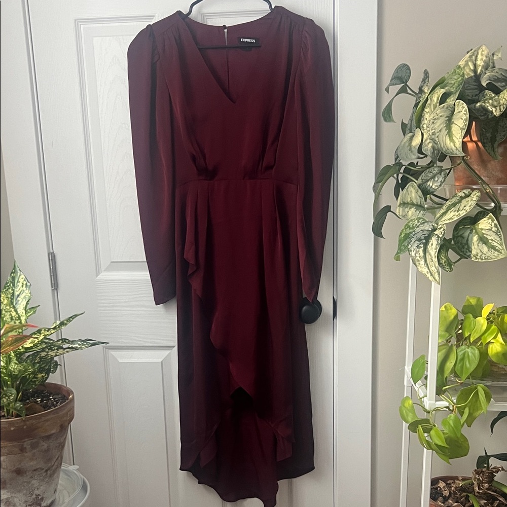 Express Deep Red Long Sleeve Dress